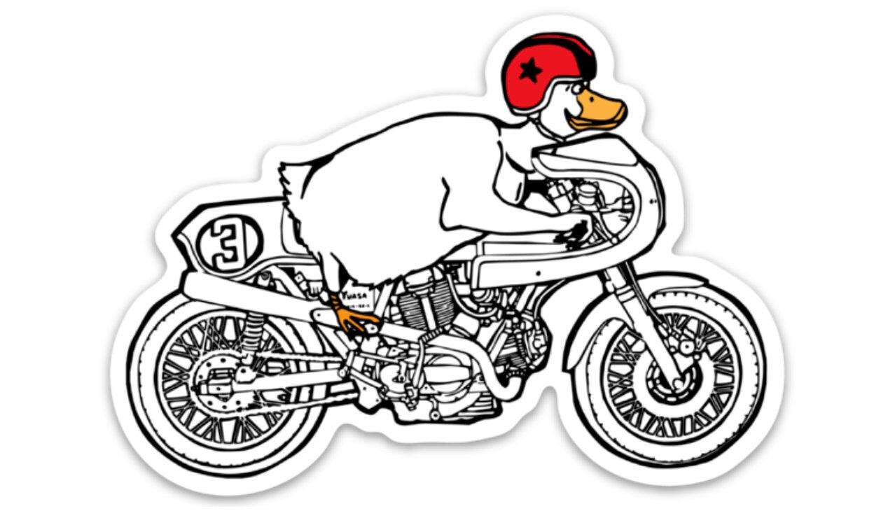 BellavanceInk: Duck On An Italian Motorcycle Vinyl Sticker Illustration - BellavanceInk