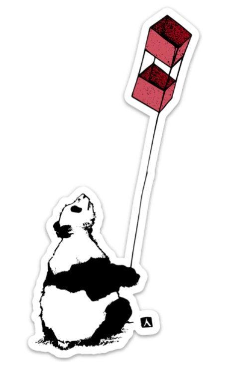 BellavanceInk: Panda With A Box Kite Vinyl Sticker Pen & Ink Illustration - BellavanceInk