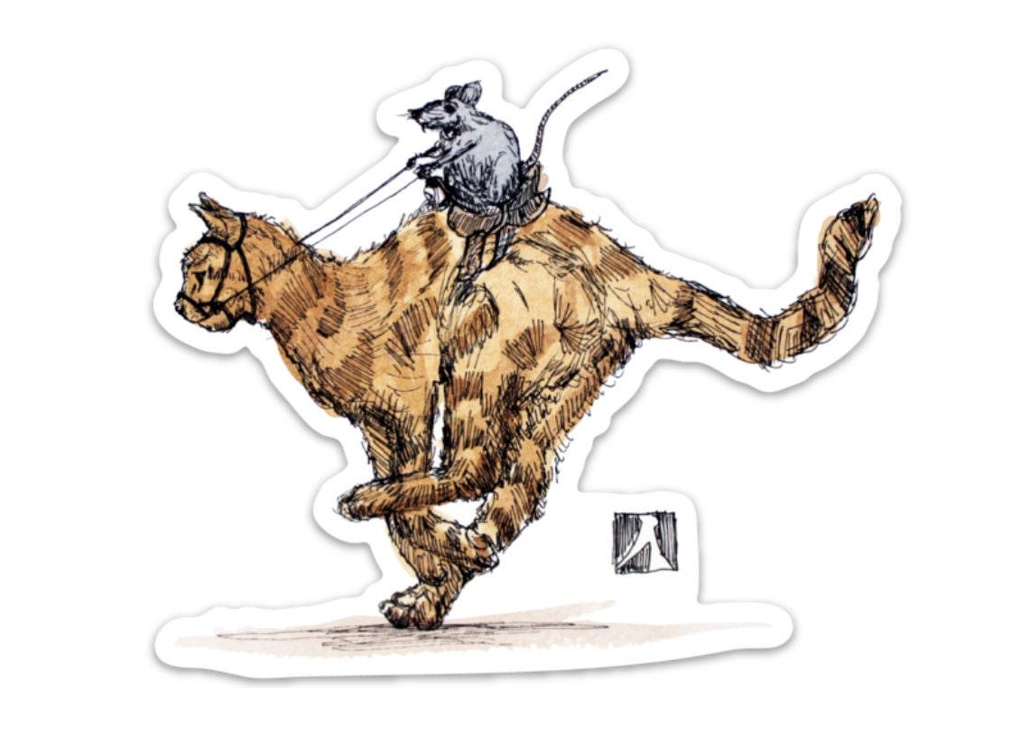 BellavanceInk: Rat On A Cat Vinyl Sticker Pen & Ink Illustration - BellavanceInk