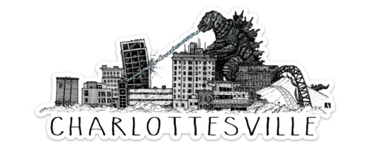 BellavanceInk: Giant Monster Attacking The Landmark Hotel In Charlottesville Vinyl Sticker - BellavanceInk