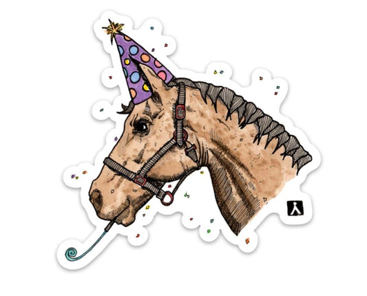 BellavanceInk: Party Horse Ink/Watercolor Style Vinyl Sticker Illustration - BellavanceInk