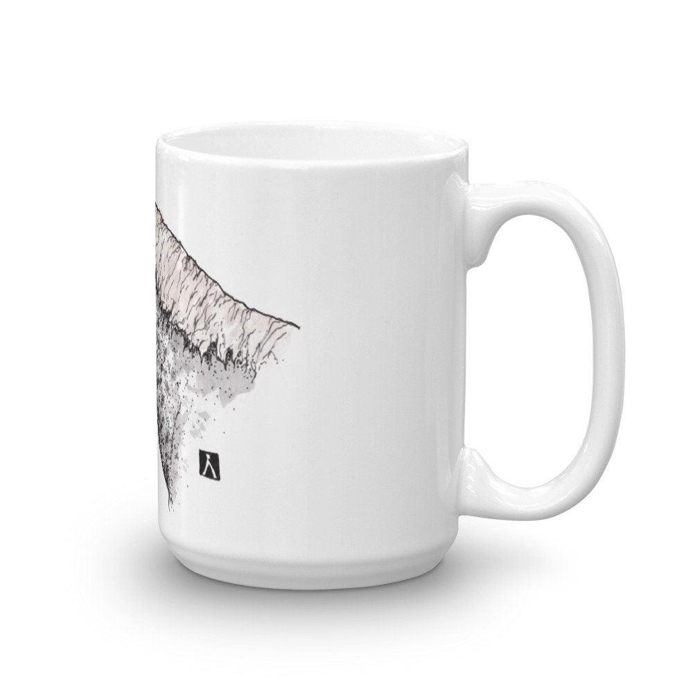 BellavanceInk: White Coffee Mug With Percheron Horse Head Pen & Ink With Watercolor Print - BellavanceInk