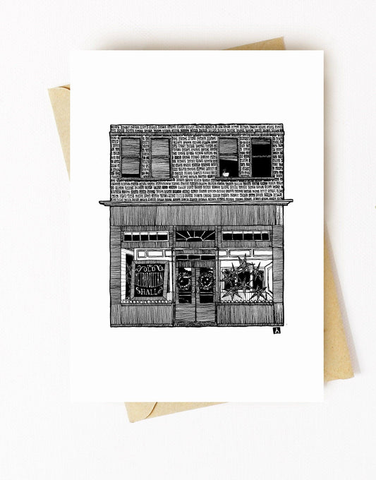 BellavanceInk: Greeting Card With A Pen & Ink Drawing Of The Old Metropolitan In Charlottesville  5 x 7 Inches - BellavanceInk