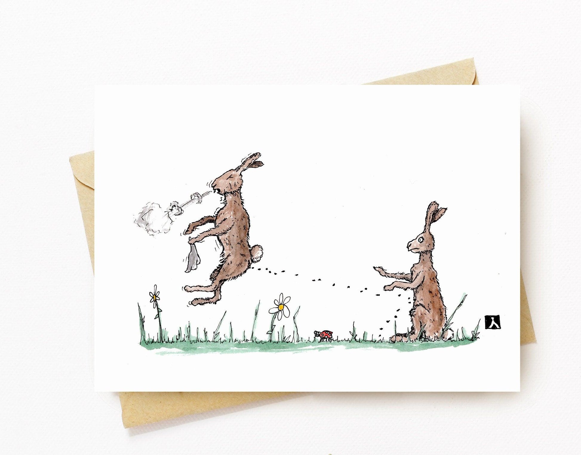 BellavanceInk: Get Well Card With Rabbit Dealing With Allergeies/Cold 5 x 7 Inches - BellavanceInk