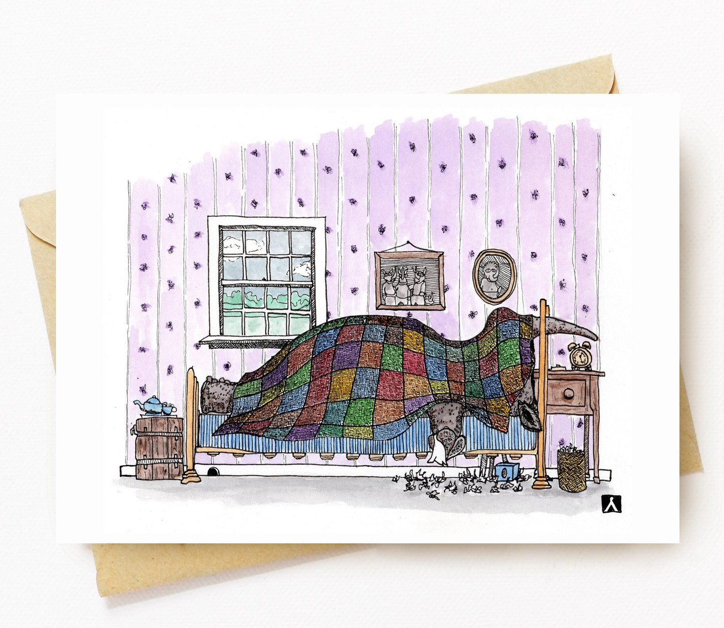 BellavanceInk: Get Well Card With Rhino With A Cold Or The Flu 5 x 7 Inches - BellavanceInk
