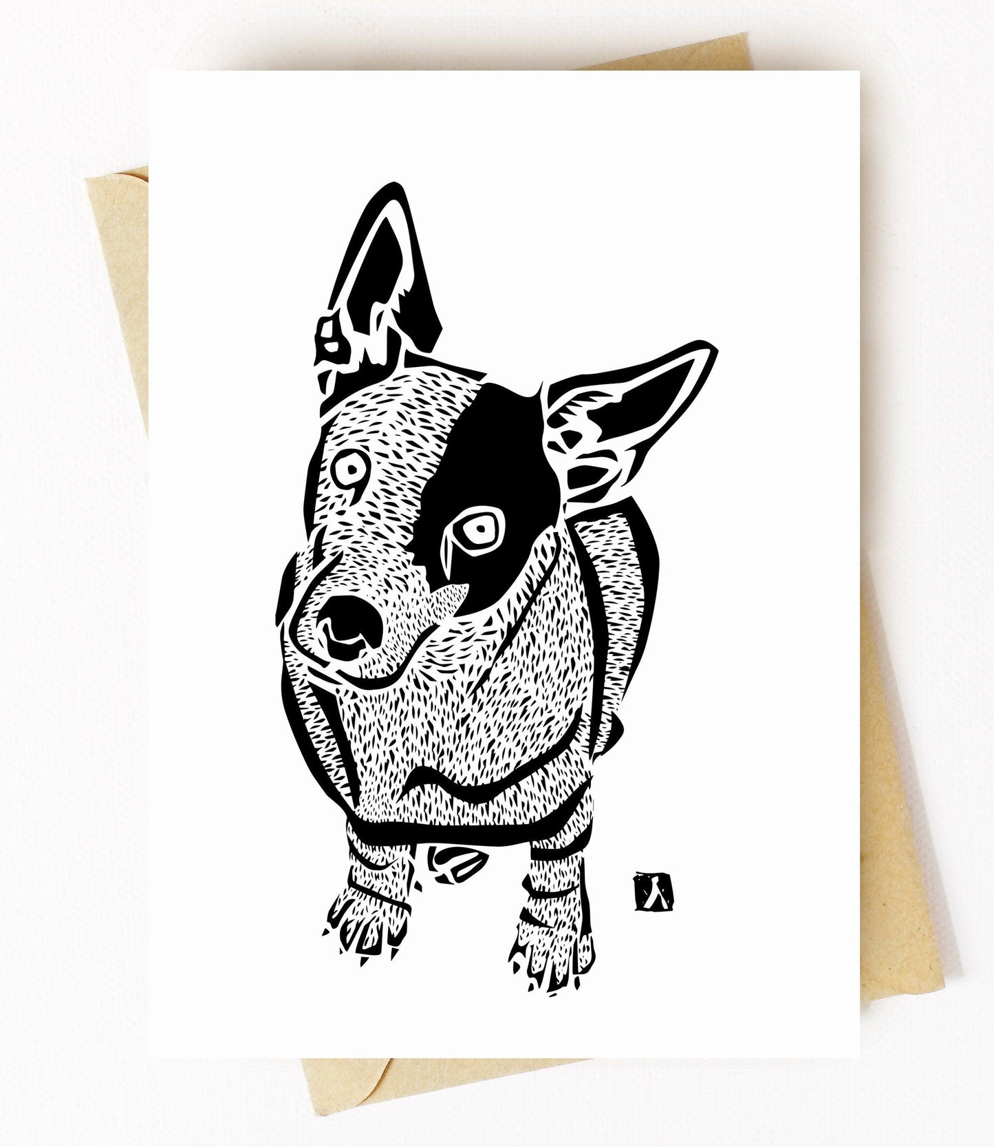 BellavanceInk: Greeting Card With Graphic Drawing of A Jack Russell Terrier 5 x 7 Inches - BellavanceInk