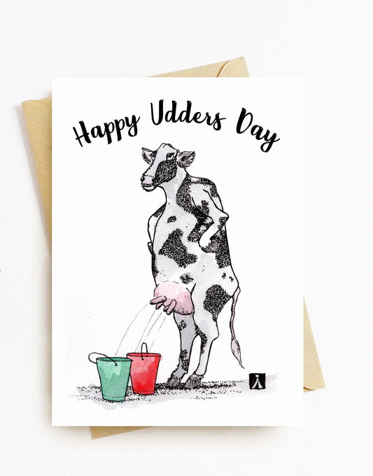 BellavanceInk: Mother's Day Card With "Happy Udder's Day" Cow Graphic 5 x 7 Inches - BellavanceInk