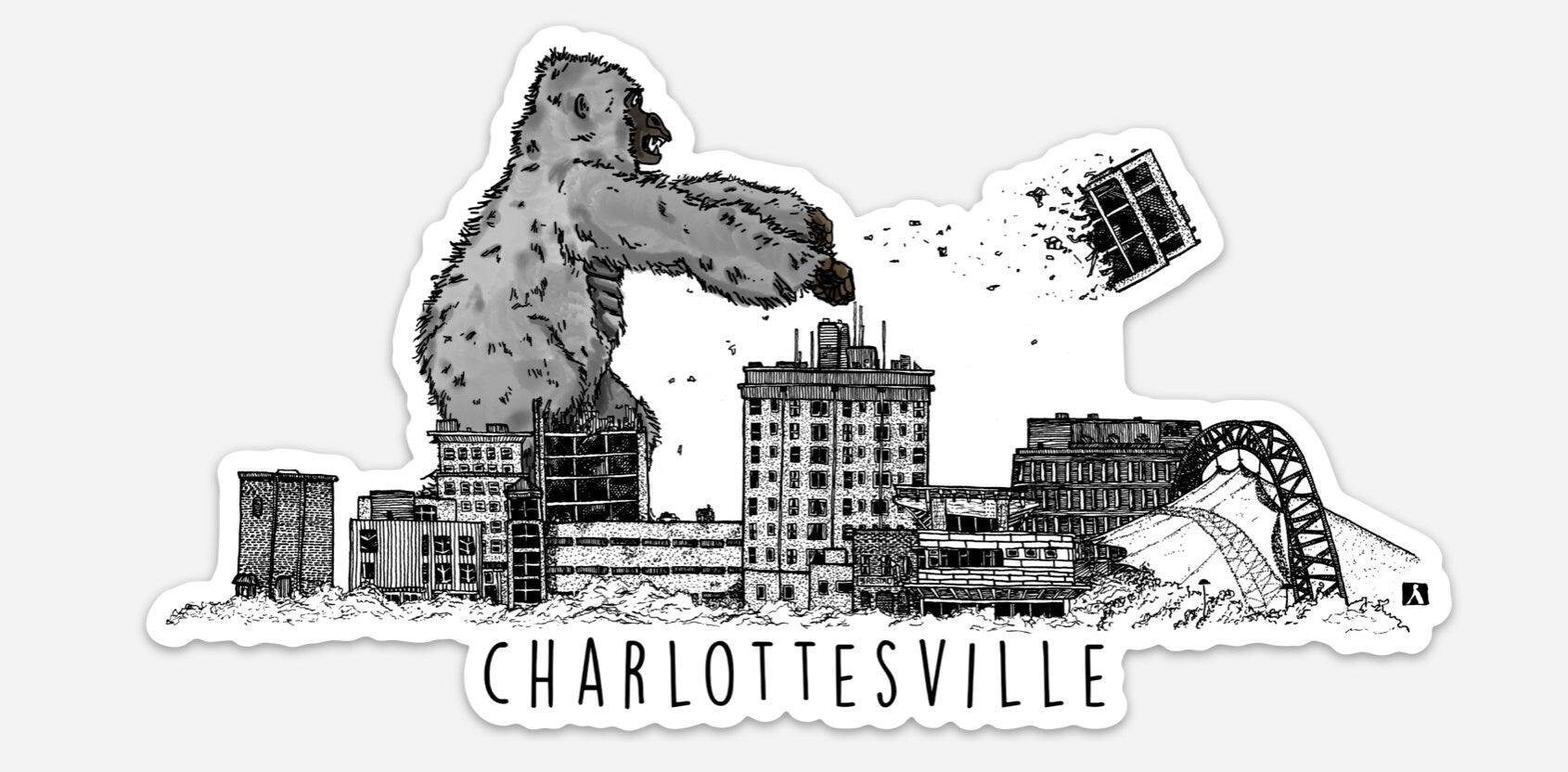 BellavanceInk: Giant Ape Monster Attacking The Landmark Hotel In Charlottesville Vinyl Sticker - BellavanceInk