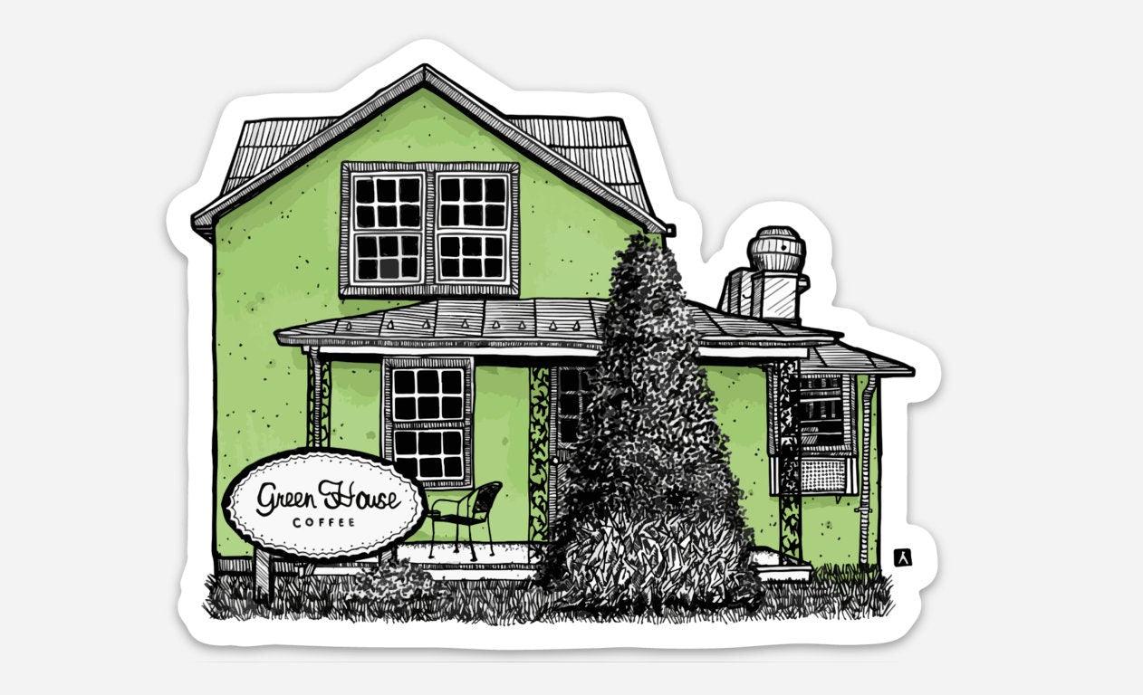 BellavanceInk: Limited Release Green House Coffee Shop in Crozet, Virginia Pen and Ink Illustration - BellavanceInk