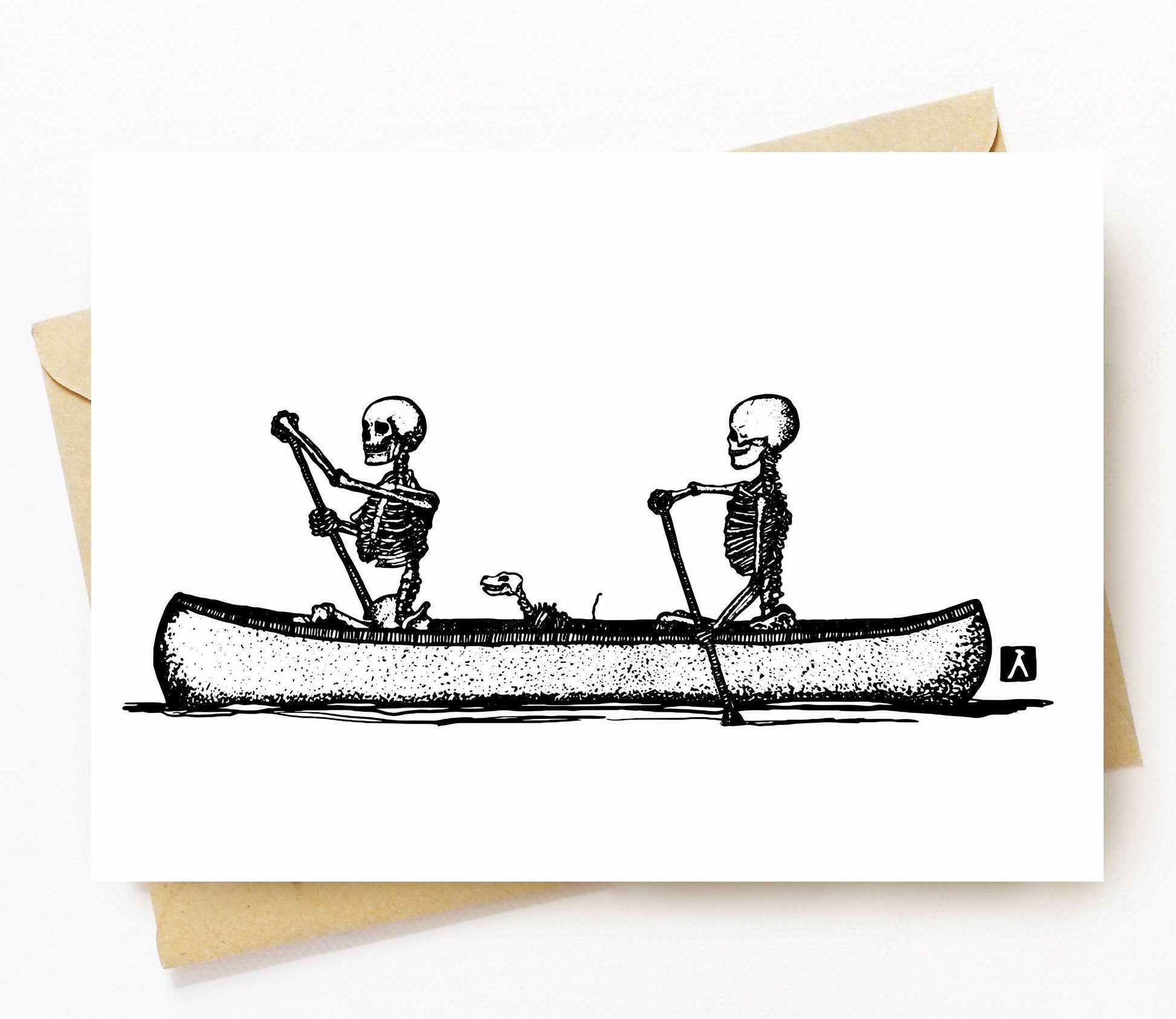 BellavanceInk: Greeting Card With Skeletons Canoeing Down The River Styx 5 x 7 Inches - BellavanceInk