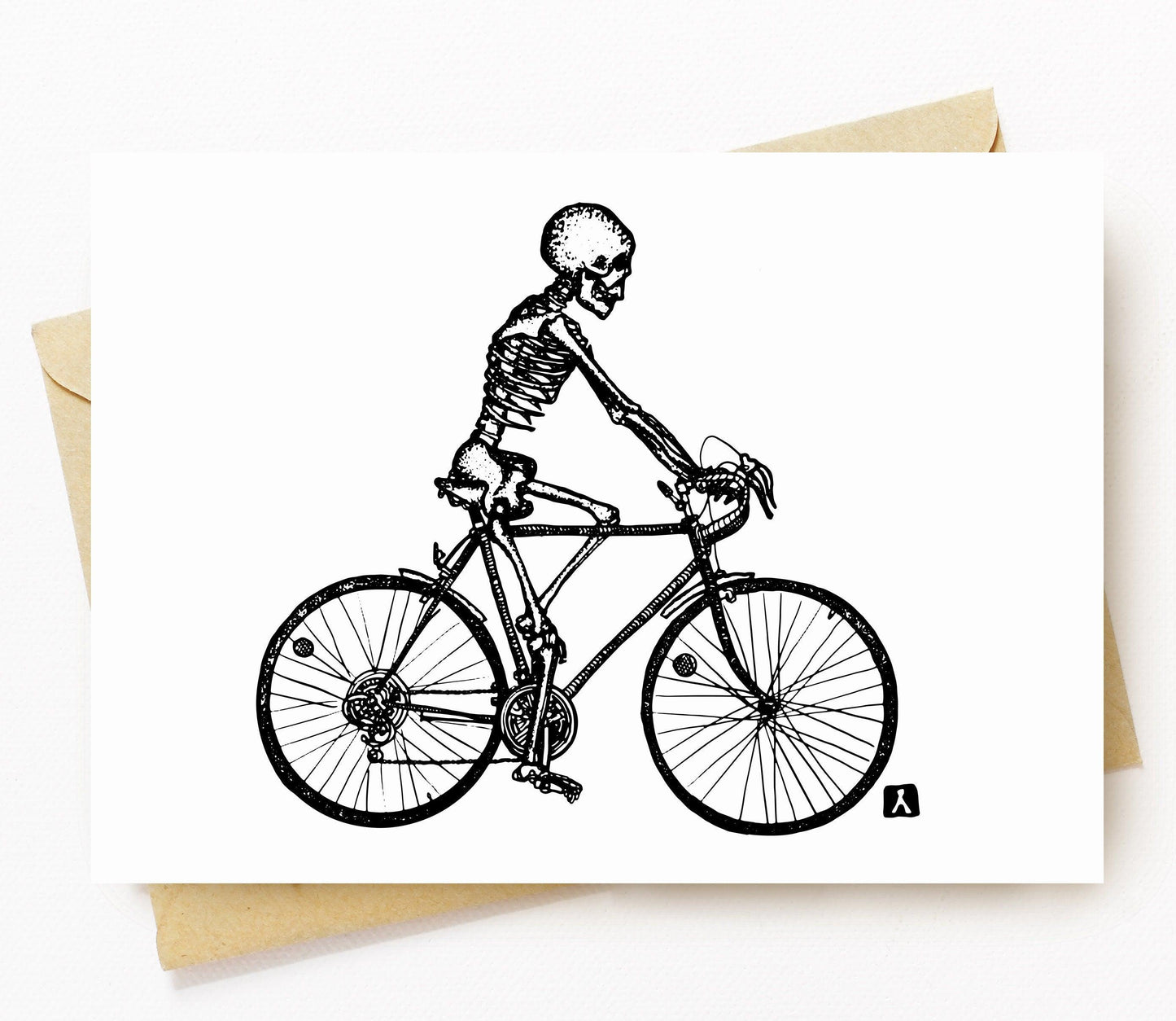 BellavanceInk: Greeting Card With Skeleton Riding Their Bike Down The Road 5 x 7 Inches - BellavanceInk