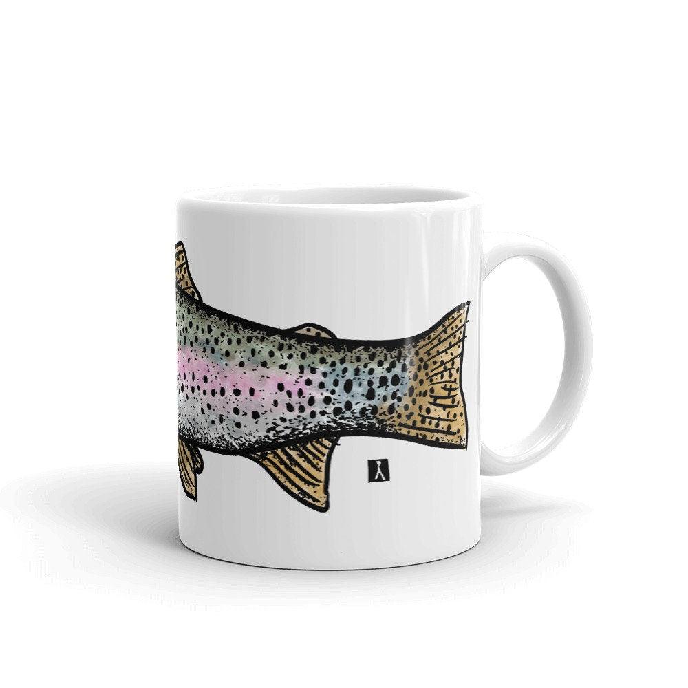 BellavanceInk: White Coffee Mug With Rainbow Trout Fish - BellavanceInk
