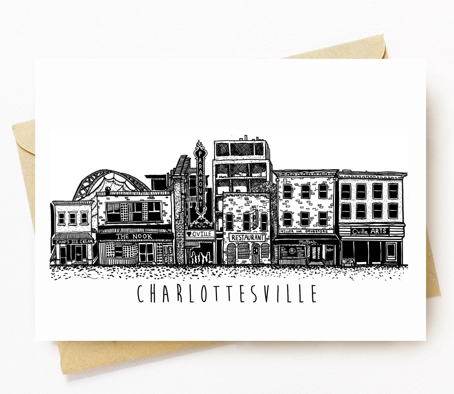 BellavanceInk: Greeting Card Local Shops On The Downtown Mall of Charlottesville Virginia 5 x 7 Inches - BellavanceInk