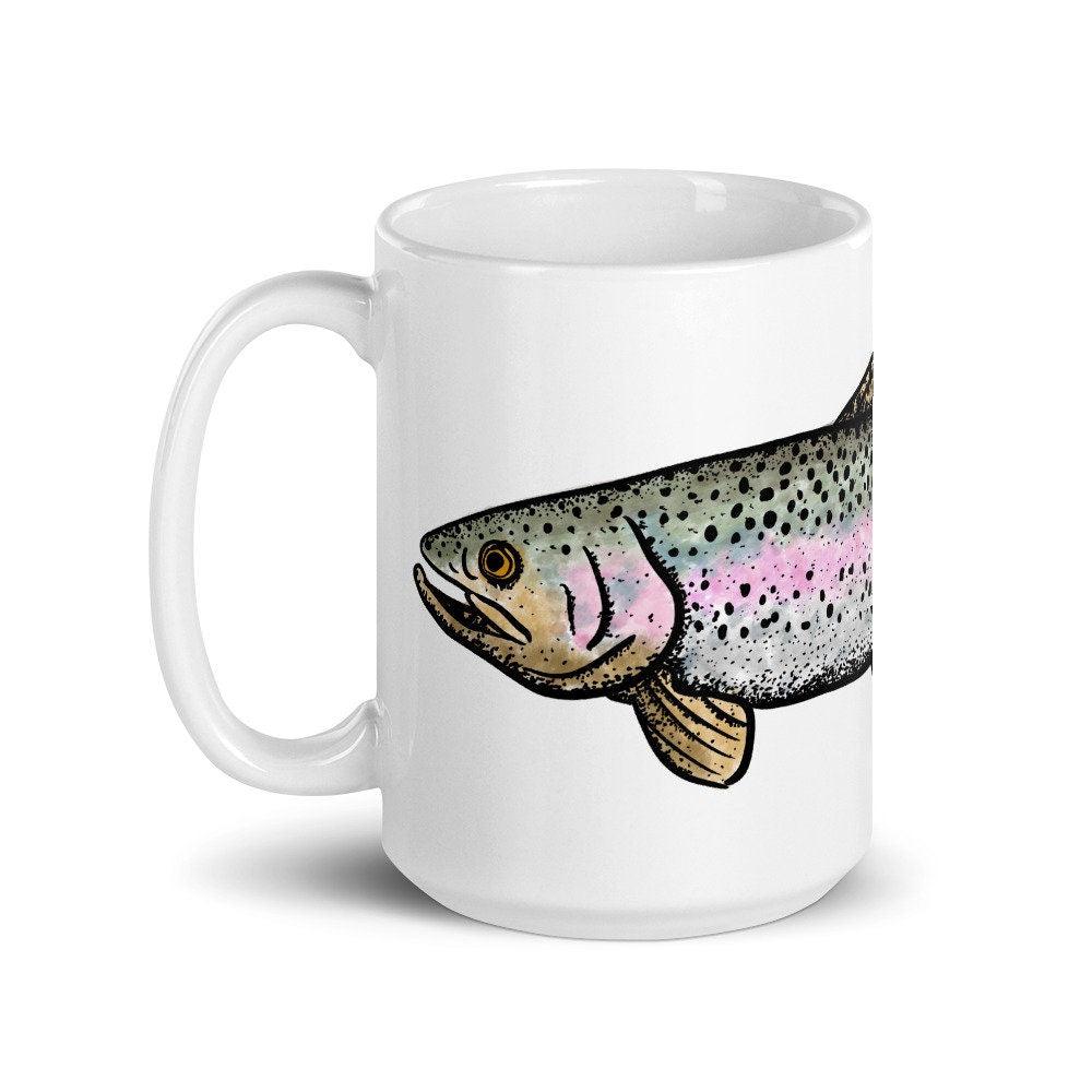 BellavanceInk: White Coffee Mug With Rainbow Trout Fish - BellavanceInk