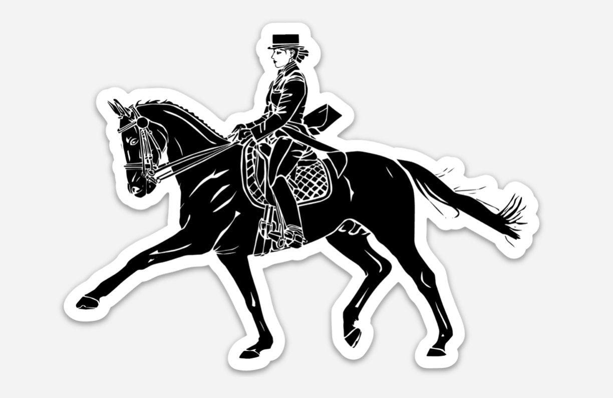BellavanceInk: Dressage Rider On Horse Vinyl Sticker Pen and Ink Illustration - BellavanceInk