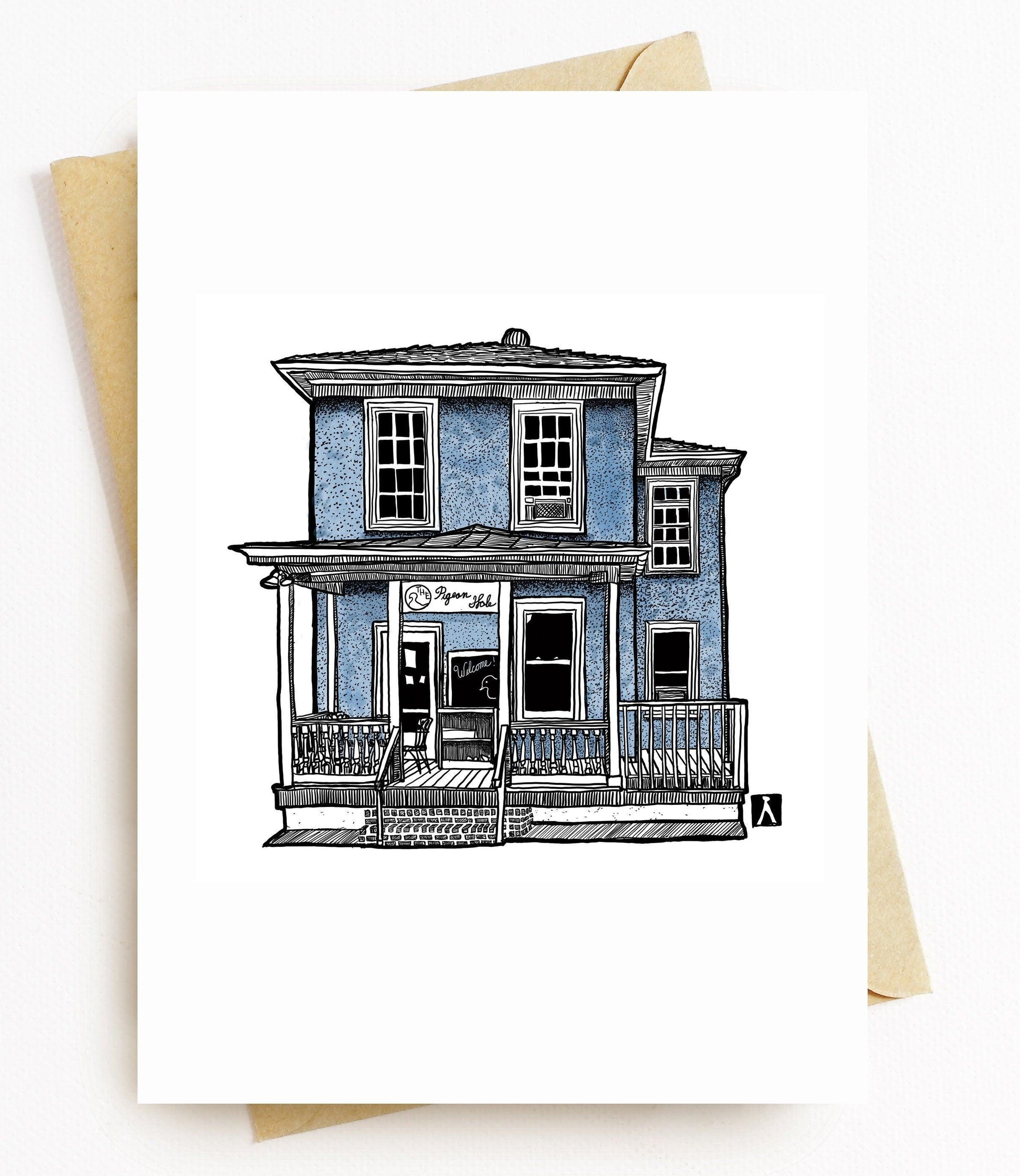 BellavanceInk: Greeting Card With The Pigeon Hole Coffee Shop In Charlottesville Virginia 5 x 7 Inches - BellavanceInk