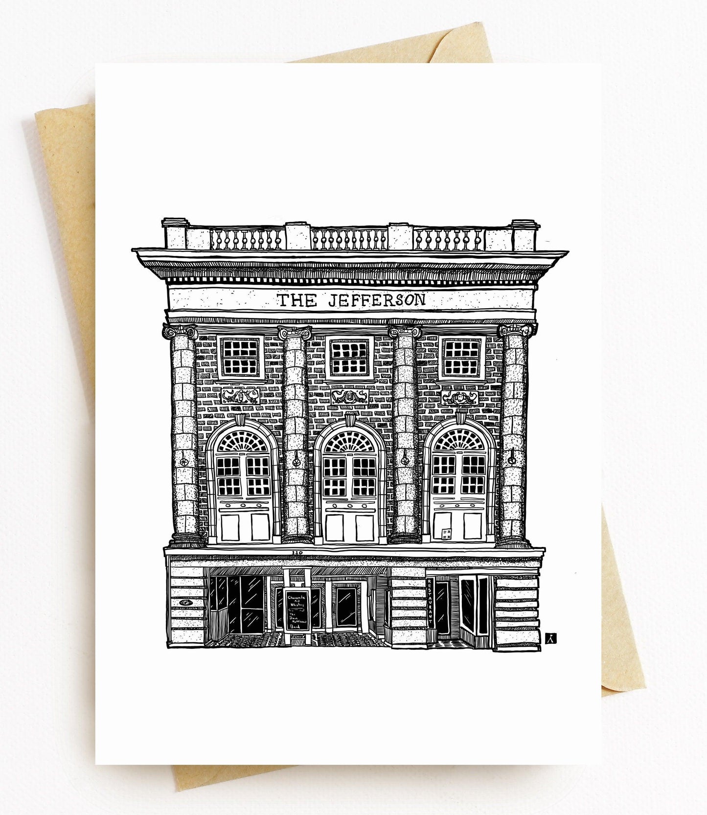 BellavanceInk: Greeting Card With A Pen & Ink Drawing Of The Jefferson Theater In Charlottesville 5 x 7 Inches - BellavanceInk