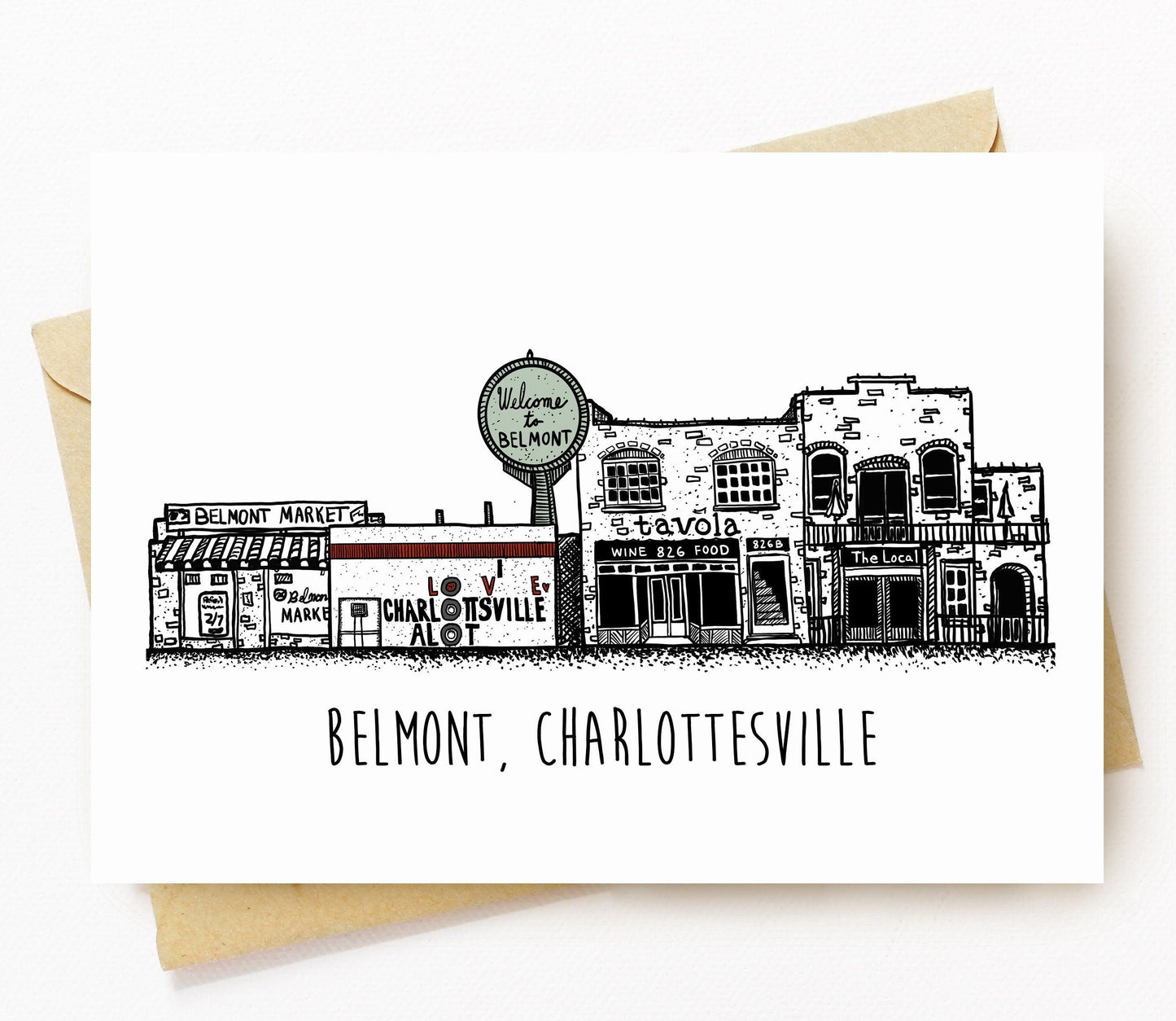 BellavanceInk: Greeting Card Of Downtown Belmont in Charlottesville Virginia 5 x 7 Inches - BellavanceInk