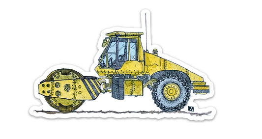 BellavanceInk: Construction Vehicle Sticker Of A Steam Roller Vinyl Sticker Hand Drawn Illustration - BellavanceInk