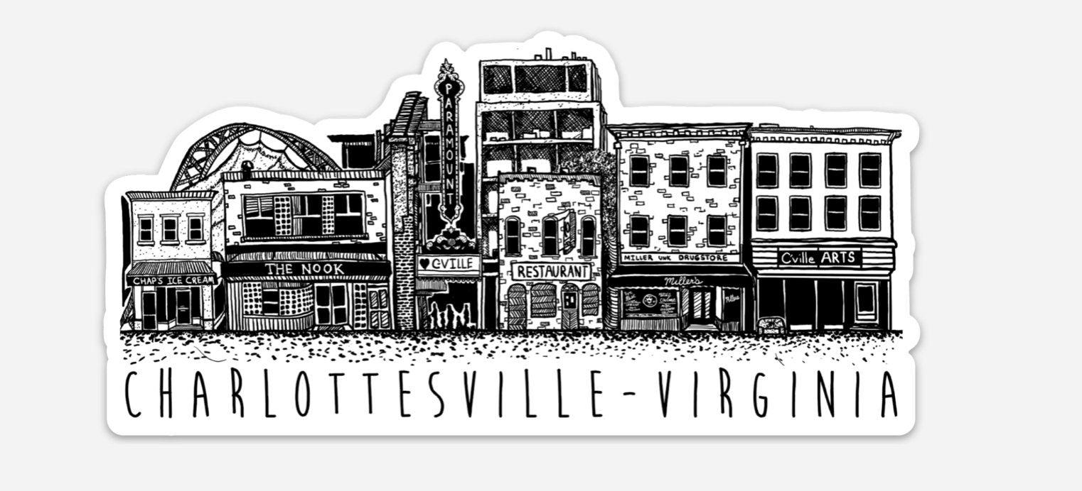 BellavanceInk: Local Charlottesville Neighborhood Stickers Downtown In Charlottesville Vinyl Sticker - BellavanceInk