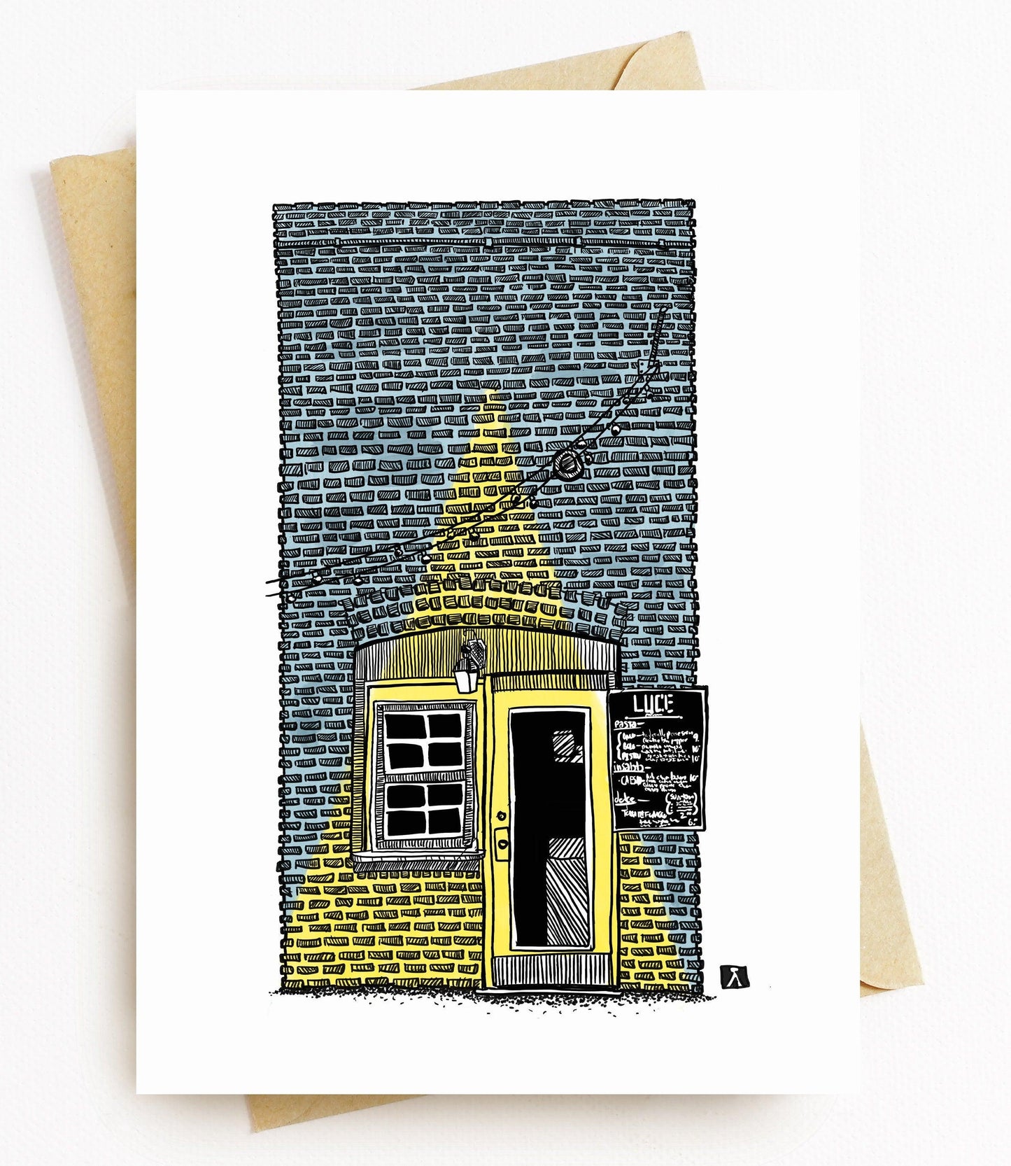 BellavanceInk: Greeting Card With A Pen & Ink Drawing Of Luce Noodle Restaurant In Charlottesville 5 x 7 Inches - BellavanceInk