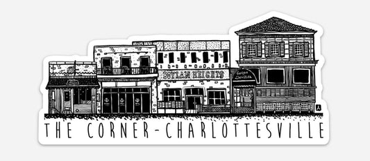 BellavanceInk: Local Charlottesville Neighborhood Stickers The Corner In Charlottesville Vinyl Sticker - BellavanceInk