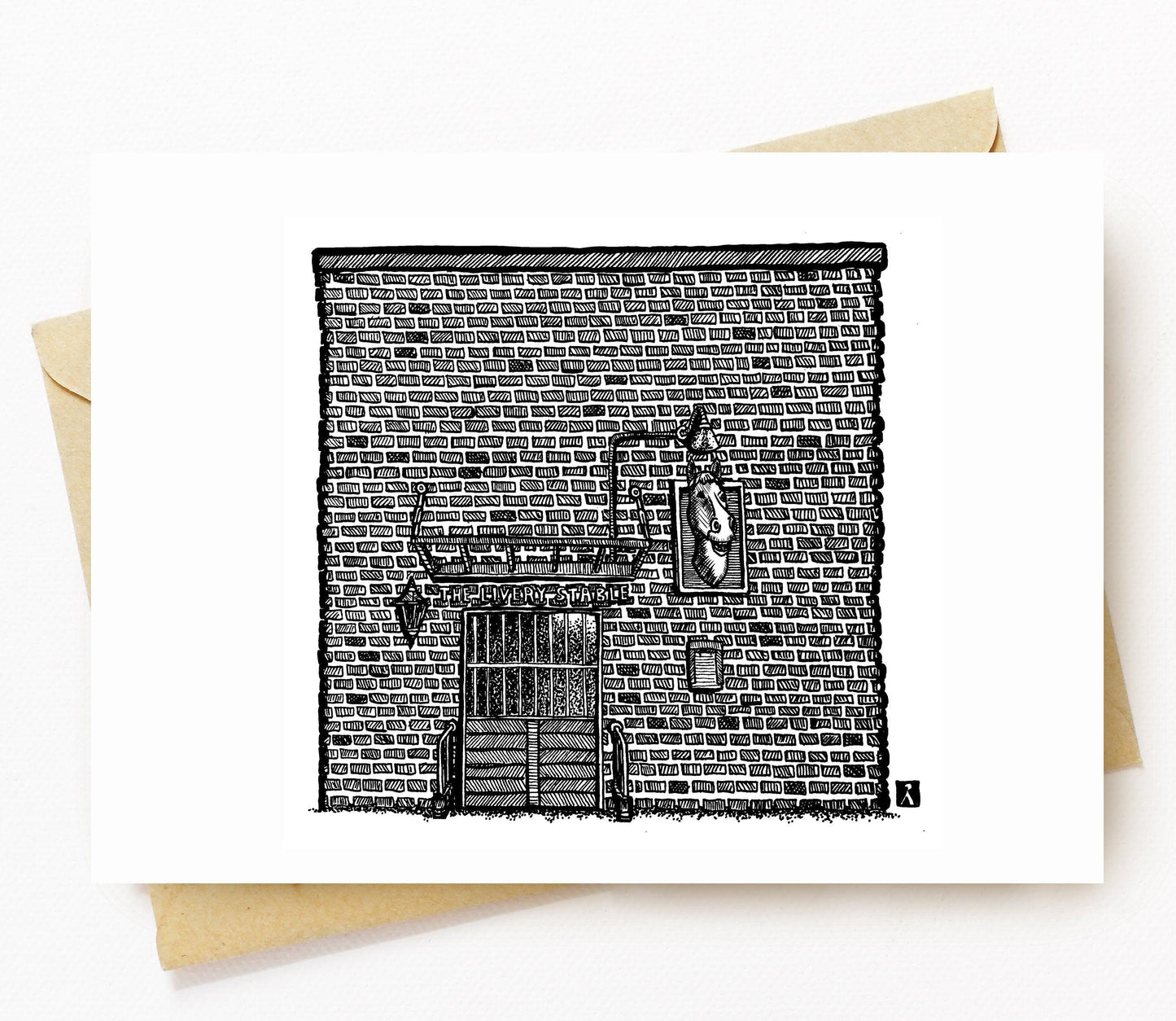 BellavanceInk: Greeting Card With A Pen & Ink Drawing Of The Livery Stable Bar In Charlottesville Along West Main St 5 x 7 Inches - BellavanceInk