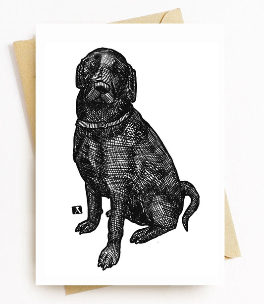 BellavanceInk: Greeting Card With Pen & Ink Drawing of a Black Labrador Retriever 5 x 7 Card - BellavanceInk