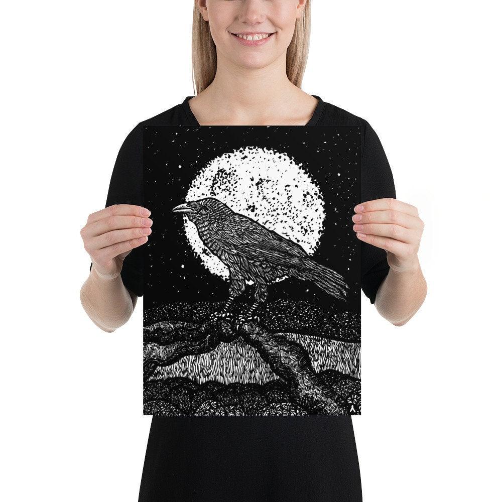 BellavanceInk: Woodcut Style Illustration Of A Raven On A Tree Limb - BellavanceInk