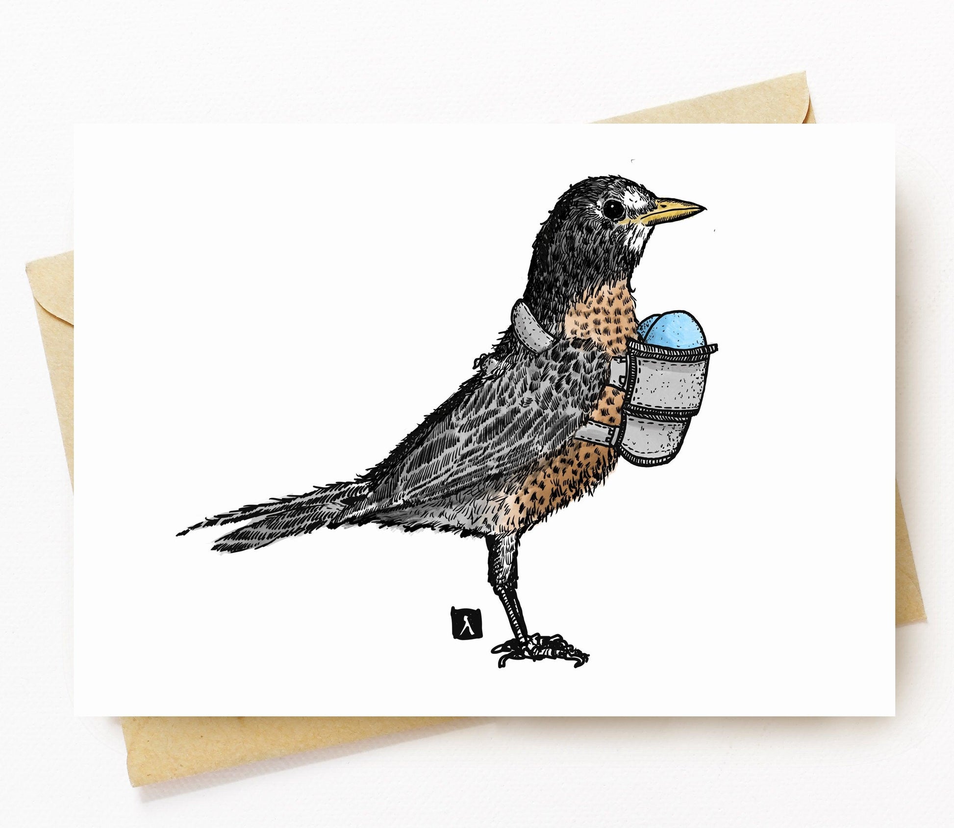 BellavanceInk: Mother's Day Card With an American Robin & Her Blue Robin Eggs Illustration 5 x 7 Inches - BellavanceInk