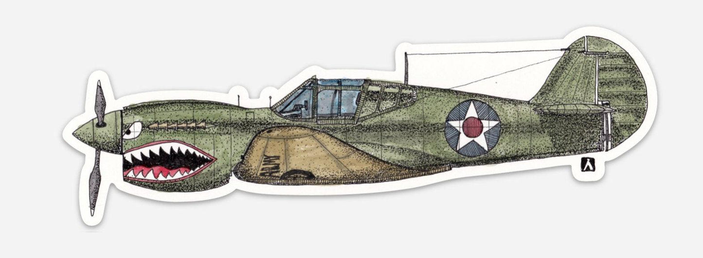 BellavanceInk: Vintage P40 Warhawk Flying Tigers Fighter Airplane Vinyl Sticker Illustration - BellavanceInk