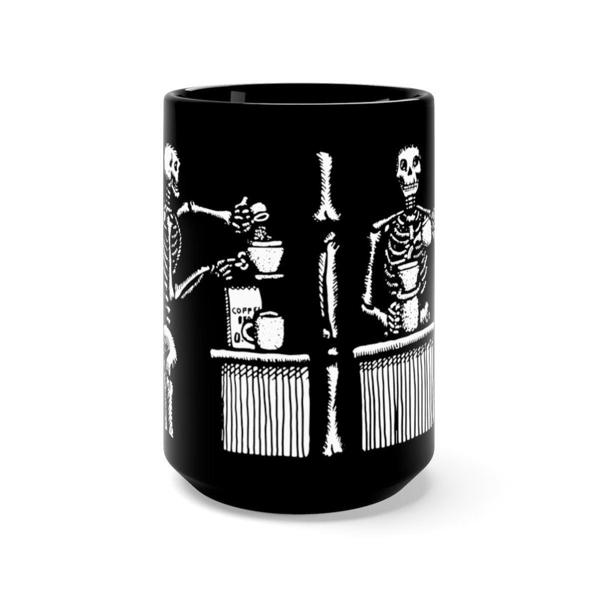 BellavanceInk: Coffee Mug With Pen & Ink Drawing Of Skeleton Making A Cup Of Coffee In 4 Stages - BellavanceInk