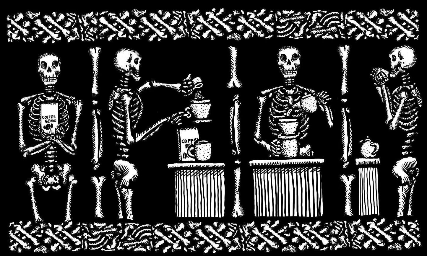 BellavanceInk: The Four Stages Of Death Making A Cup Of Coffee Vinyl Sticker Hand Drawn Illustration - BellavanceInk