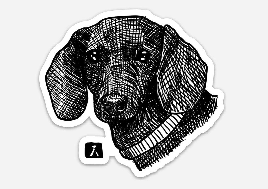 BellavanceInk: Dachshund Wiener Dog Pen And Ink Illustration On A Vinyl Sticker - BellavanceInk