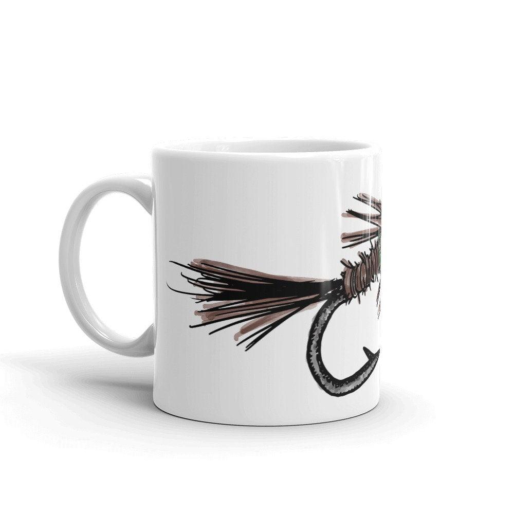 BellavanceInk: Pen & Ink Watercolor Drawing of Fly Fishing Fishing Flies Ceramic Or Enamel Coffee Mugs - BellavanceInk