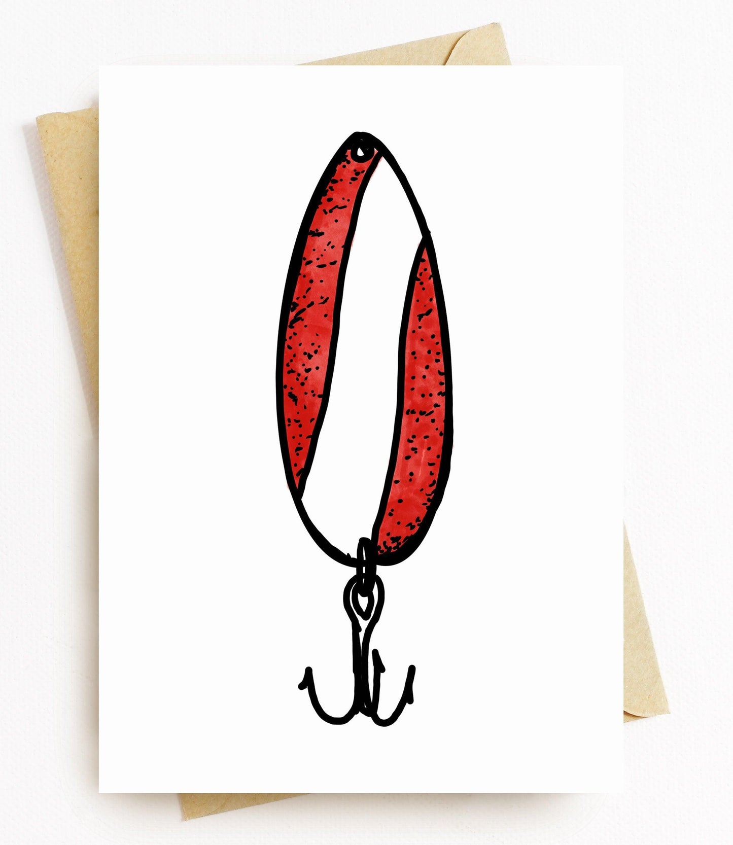 BellavanceInk: Pen & Ink/Watercolor Old Fashioned Classic Fishing Lure 5 x 7 Greeting Card - BellavanceInk