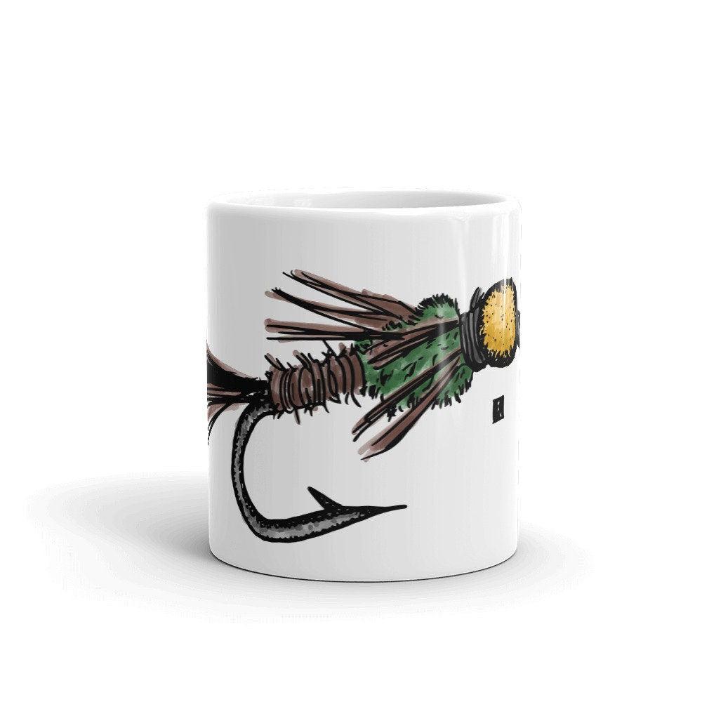 BellavanceInk: Pen & Ink Watercolor Drawing of Fly Fishing Fishing Flies Ceramic Or Enamel Coffee Mugs - BellavanceInk