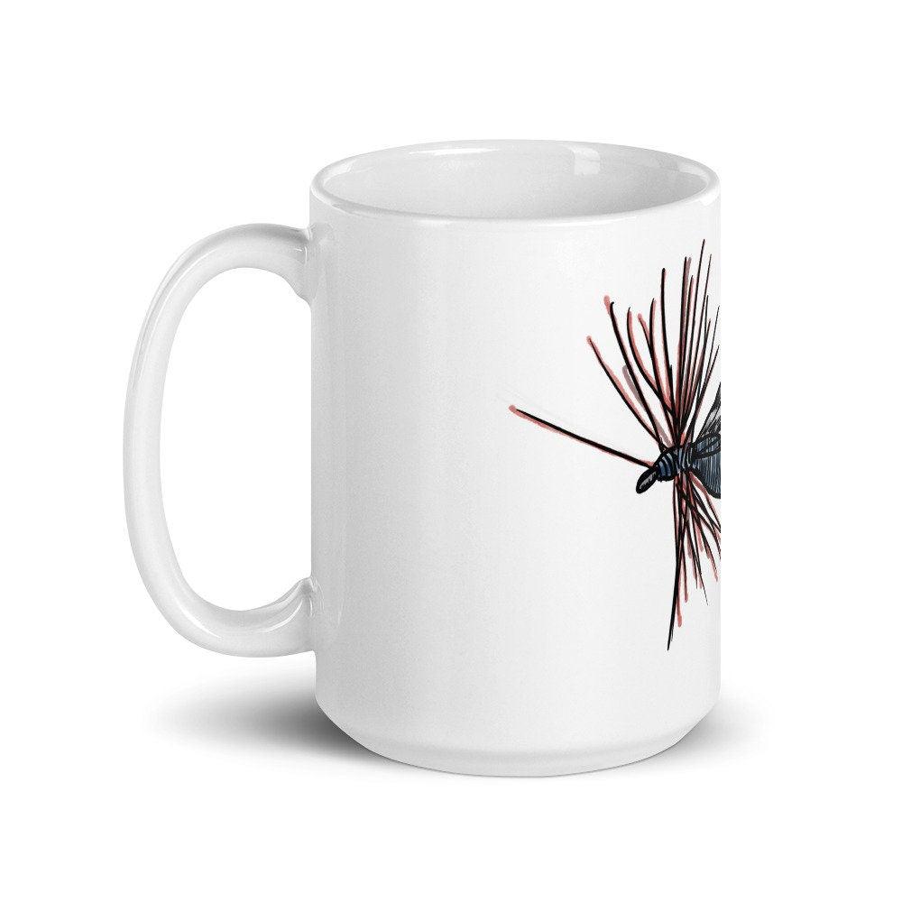 BellavanceInk: Pen & Ink Watercolor Drawing of Fly Fishing Fishing Flies Ceramic Or Enamel Coffee Mugs - BellavanceInk