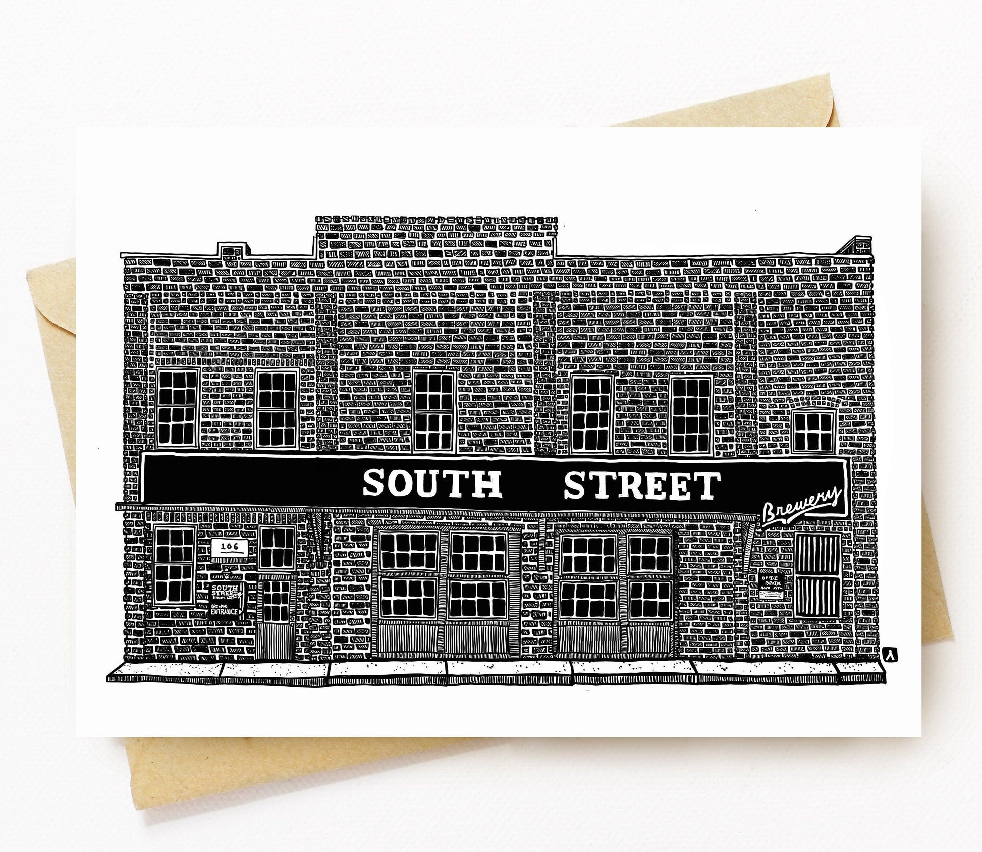 BellavanceInk: Greeting Card With A Pen & Ink Drawing Of South Street Brewery In Charlottesville 5 x 7 Inches - BellavanceInk