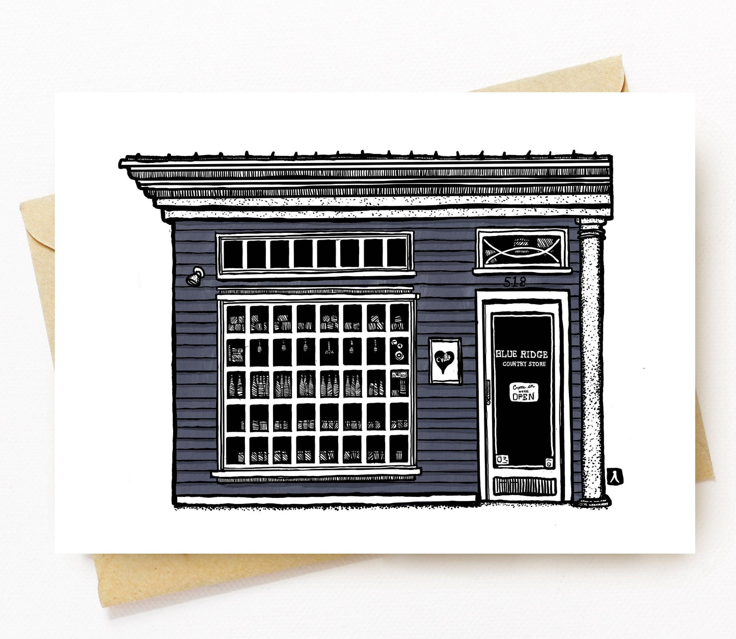 BellavanceInk: Greeting Card With A Pen & Ink Drawing Of Blue Ridge Country Store In Charlottesville 5 x 7 Inches - BellavanceInk
