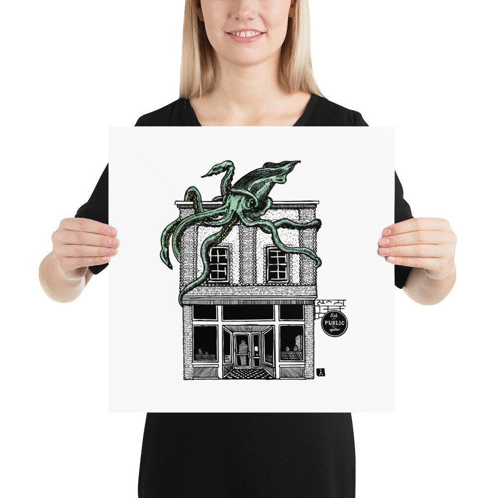 BellavanceInk: Charlottesville Area Attractions Public Fish And Oyster Restaurant With Giant Squid Limited Prints - BellavanceInk