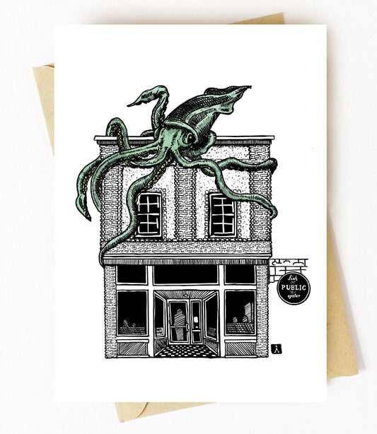 BellavanceInk: Greeting Card With A Pen & Ink Drawing Public Fish And Oyster Restaurant In Charlottesville  5 x 7 Inches - BellavanceInk