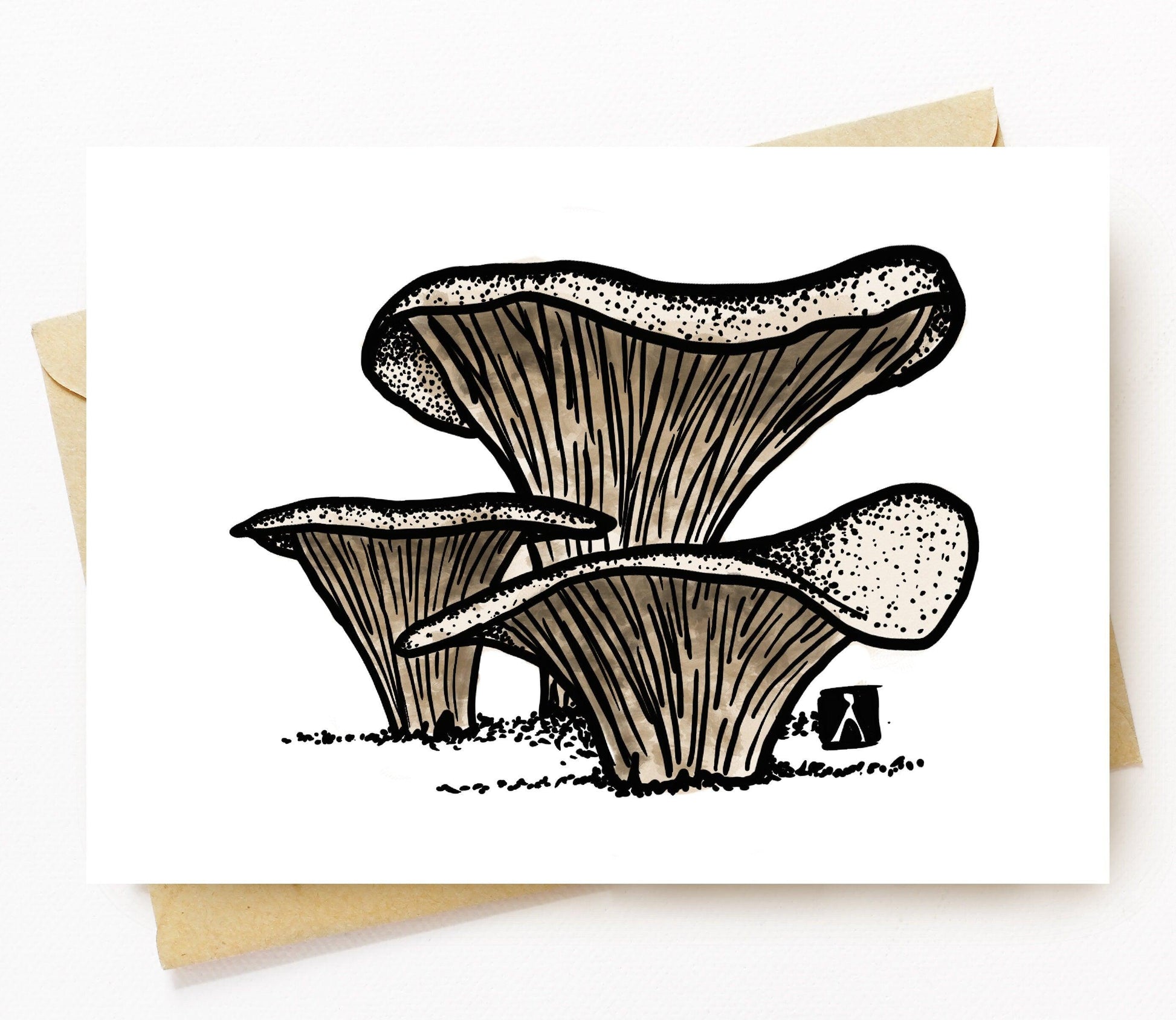 BellavanceInk: Greeting Card With a Pen & Ink Drawing/Watercolor of a Oyster Mushrooms - BellavanceInk