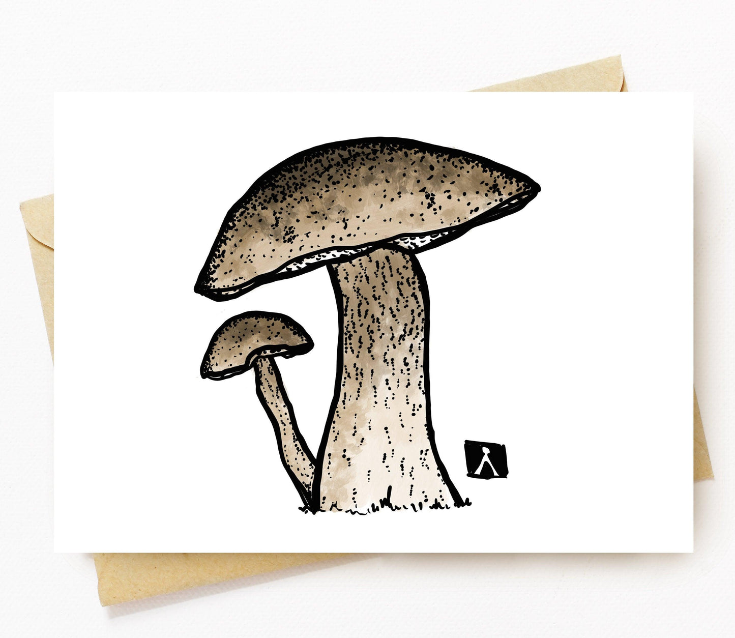 BellavanceInk: Greeting Card With a Pen & Ink Drawing/Watercolor of Porcini Mushrooms - BellavanceInk