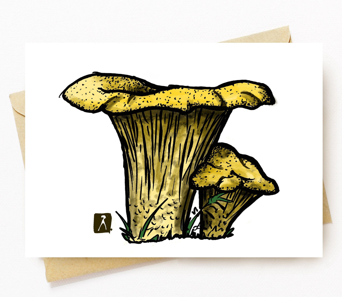 BellavanceInk: Greeting Card With a Pen & Ink Drawing/Watercolor of Chanterelles Mushrooms - BellavanceInk