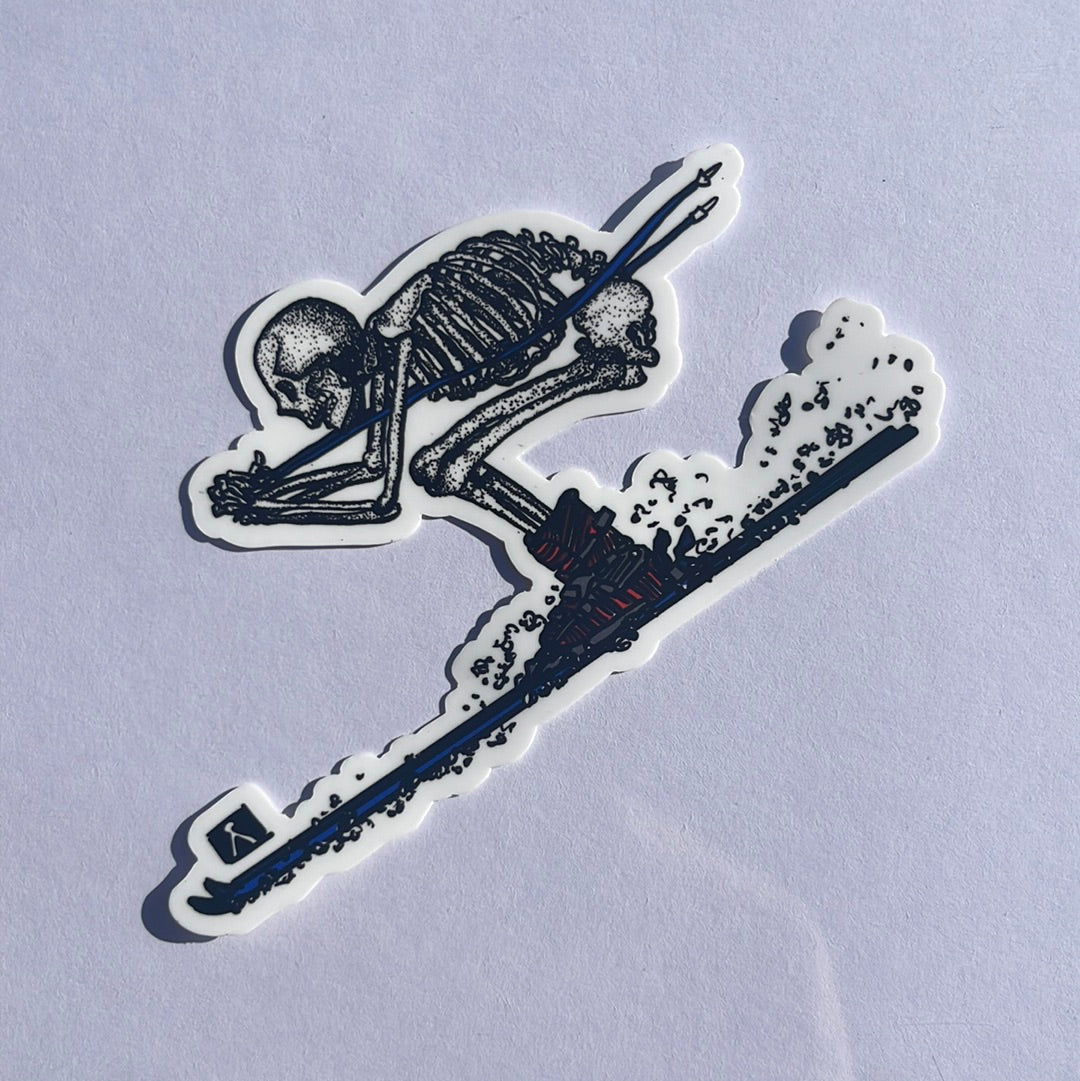 BellavanceInk: Skeleton Skiing Downhill Vinyl Sticker