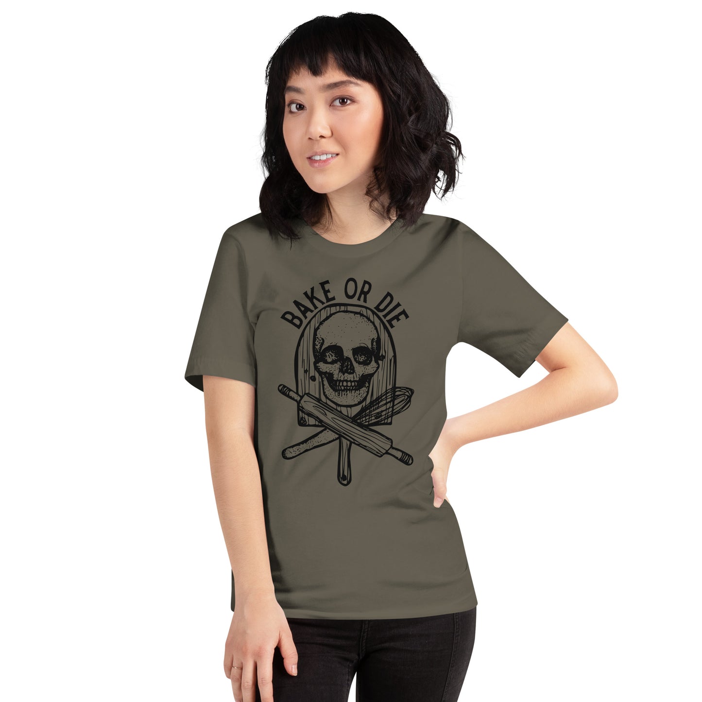 BellavanceInk: Bake Or Die Skull And Crossbones Short Sleeve T-Shirt