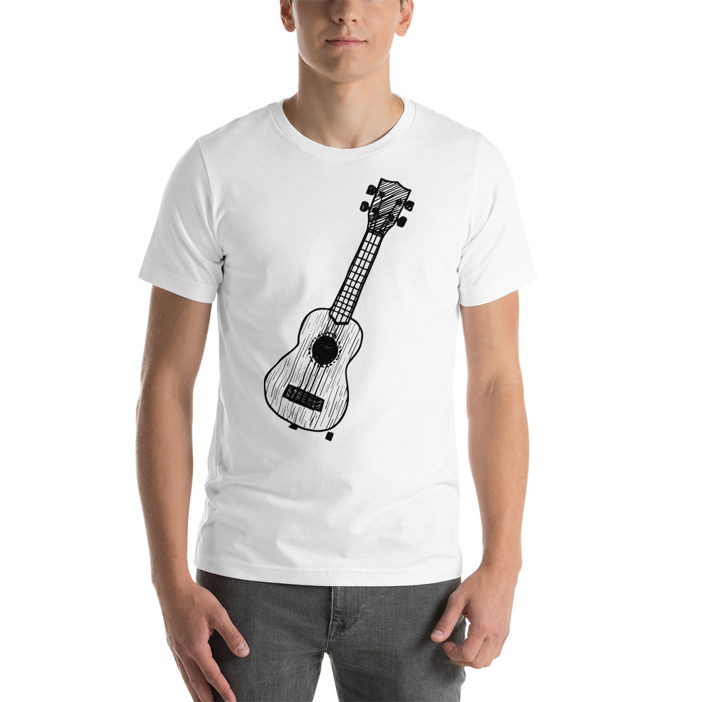 BellavanceInk: Pen And Ink Drawing Of A Ukulele Instrument On A Short Sleeve T-Shirt