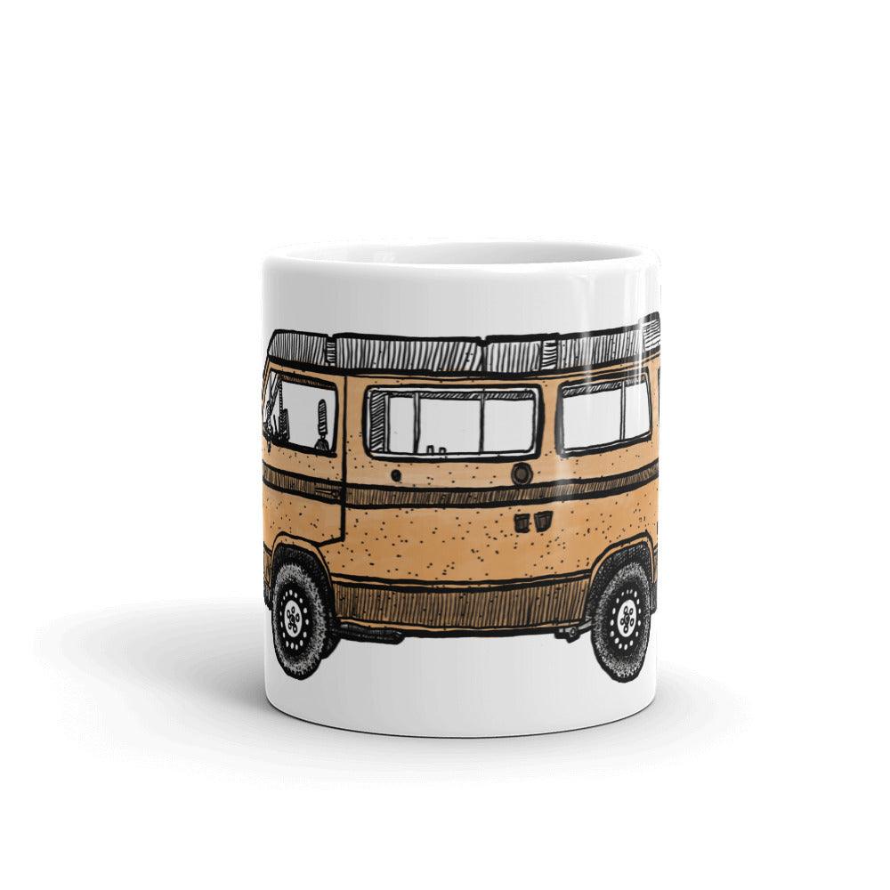 BellavanceInk: Coffee Mug With Vintage VW Westfalia Van Pen And Ink Illustration - BellavanceInk