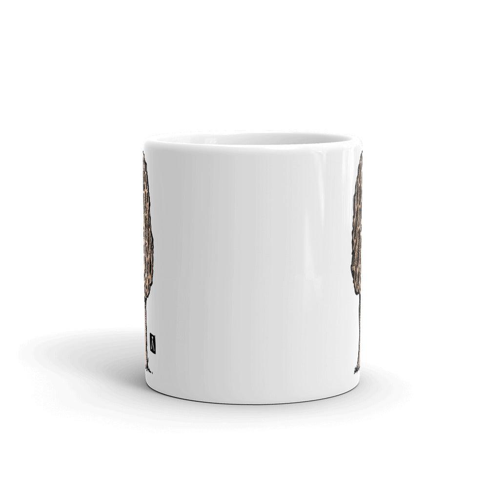 BellavanceInk: White Coffee Mug With Pen/Ink Watercolor  Of A Morel Mushroom - BellavanceInk